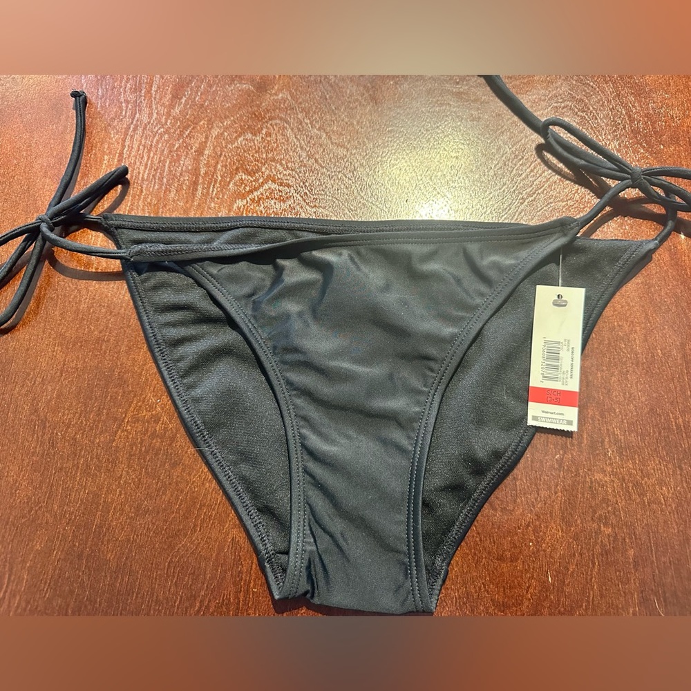 Black tie a side bikini bottom S